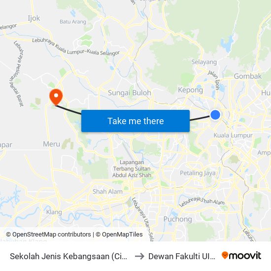 Sekolah Jenis Kebangsaan (Cina) Khai Chee (Opp) (Kl540) to Dewan Fakulti UITM Puncak Alam map