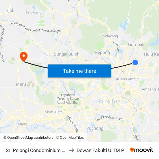 Sri Pelangi Condominium (Opp) (Kl688) to Dewan Fakulti UITM Puncak Alam map