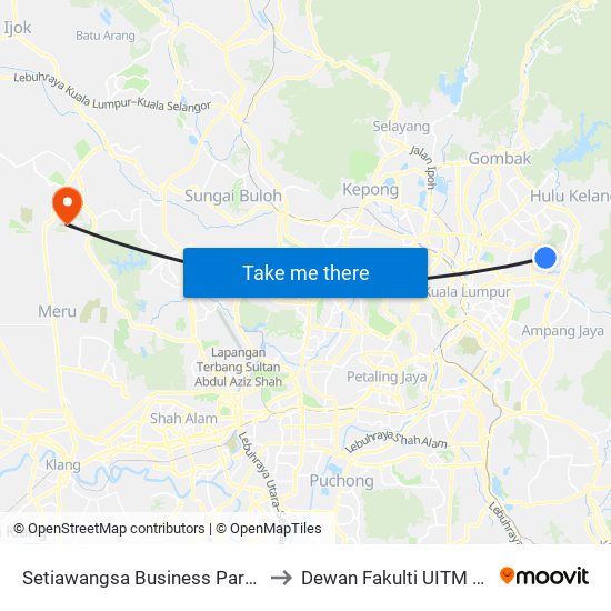 Setiawangsa Business Park (Opp) (Kl437) to Dewan Fakulti UITM Puncak Alam map