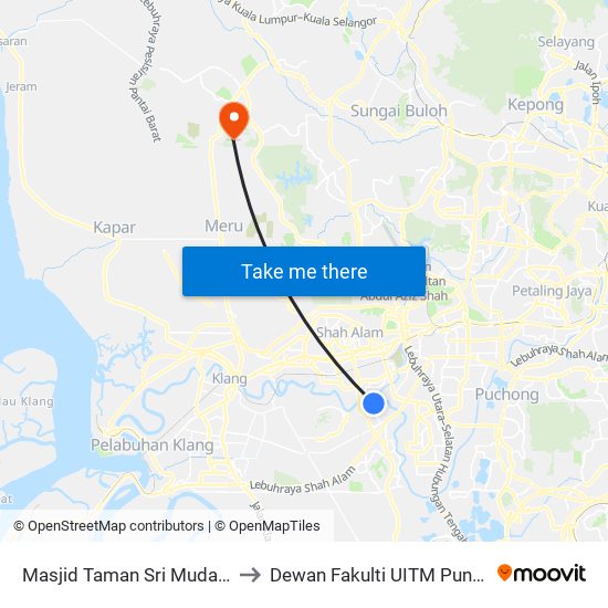 Masjid Taman Sri Muda (Sa417) to Dewan Fakulti UITM Puncak Alam map