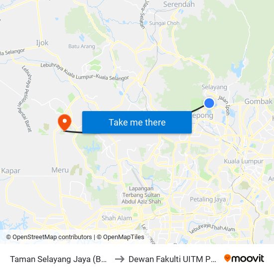 Taman Selayang Jaya (Barat) (Sl514) to Dewan Fakulti UITM Puncak Alam map