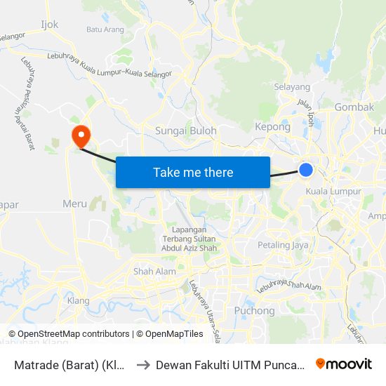 Matrade (Barat) (Kl1892) to Dewan Fakulti UITM Puncak Alam map