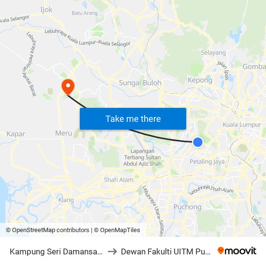 Kampung Seri Damansara (Pj620) to Dewan Fakulti UITM Puncak Alam map