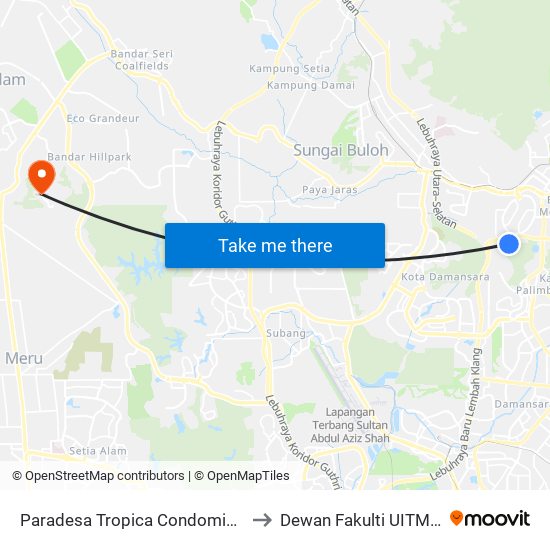 Paradesa Tropica Condominium (Opp) (Pj645) to Dewan Fakulti UITM Puncak Alam map