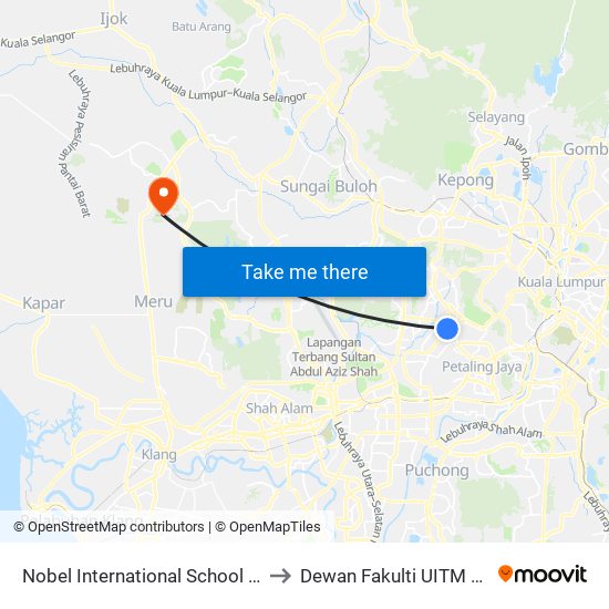 Nobel International School (Utara) (Pj627) to Dewan Fakulti UITM Puncak Alam map