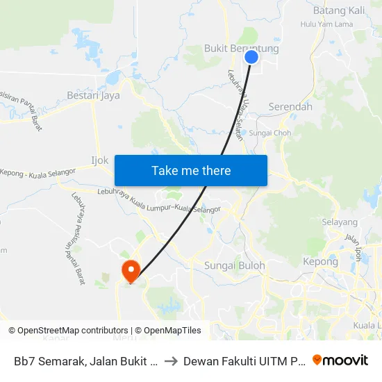 Bb7 Semarak, Jalan Bukit Beruntung 7a to Dewan Fakulti UITM Puncak Alam map