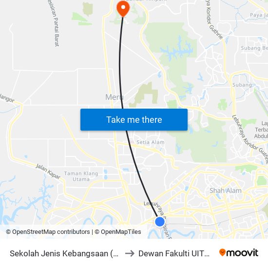 Sekolah Jenis Kebangsaan (Cina) Taman Rashna to Dewan Fakulti UITM Puncak Alam map