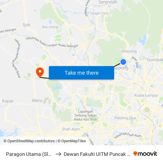 Paragon Utama (Sl639) to Dewan Fakulti UITM Puncak Alam map