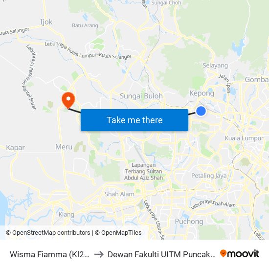 Wisma Fiamma (Kl2425) to Dewan Fakulti UITM Puncak Alam map