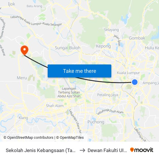 Sekolah Jenis Kebangsaan (Tamil) Jalan San Peng (Kl2216) to Dewan Fakulti UITM Puncak Alam map