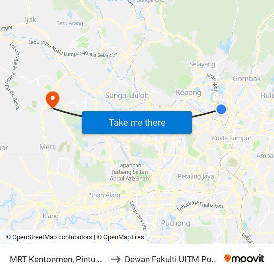 MRT Kentonmen, Pintu A (Kl2495) to Dewan Fakulti UITM Puncak Alam map