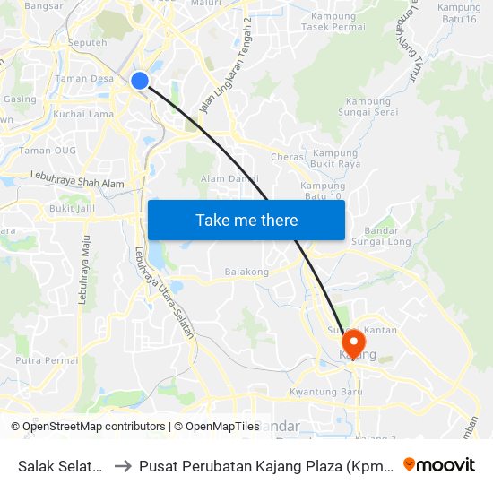 Salak Selatan to Pusat Perubatan Kajang Plaza (Kpmc) map