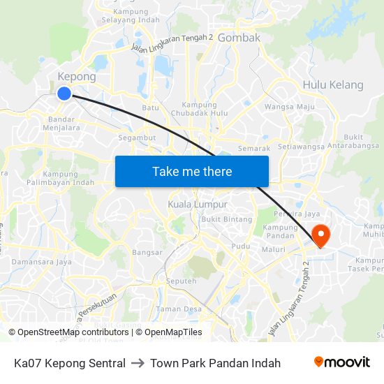 Ka07 Kepong Sentral to Town Park Pandan Indah map