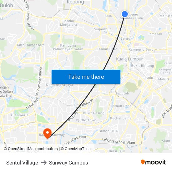 Sentul Village to Sunway Campus map