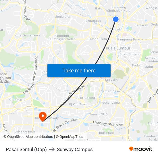 Pasar Sentul (Opp) to Sunway Campus map