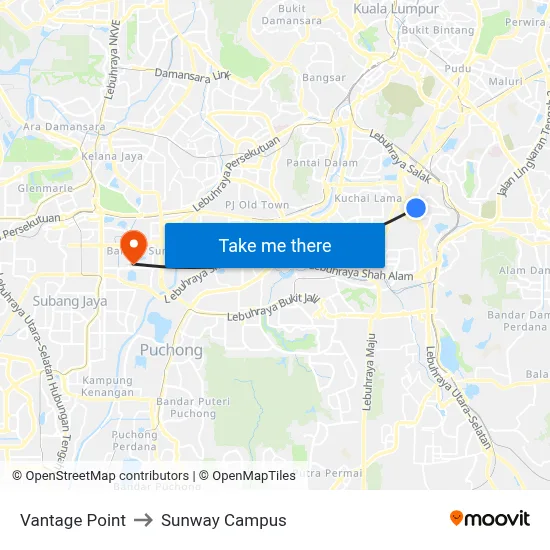 Vantage Point to Sunway Campus map