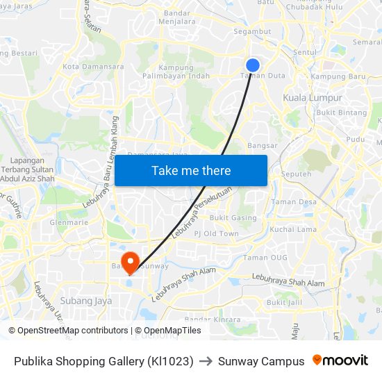 Publika Shopping Gallery (Kl1023) to Sunway Campus map