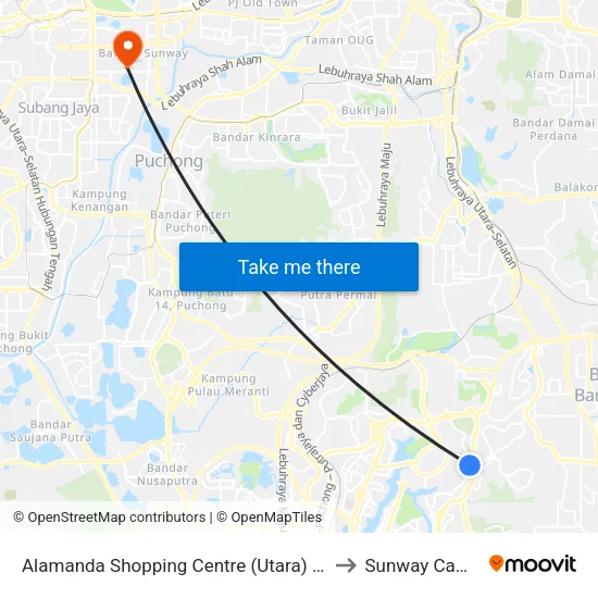 Alamanda Shopping Centre (Utara) (Ppj235) to Sunway Campus map