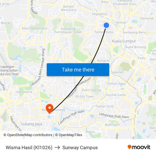 Wisma Hasil (Kl1026) to Sunway Campus map