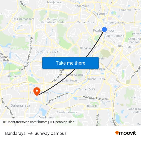 Bandaraya to Sunway Campus map