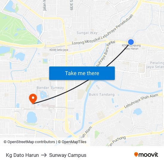 Kg Dato Harun to Sunway Campus map