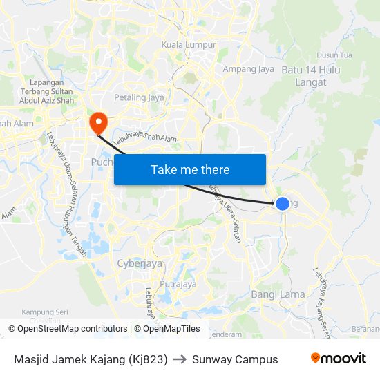 Masjid Jamek Kajang (Kj823) to Sunway Campus map