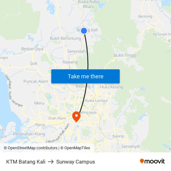 KTM Batang Kali to Sunway Campus map