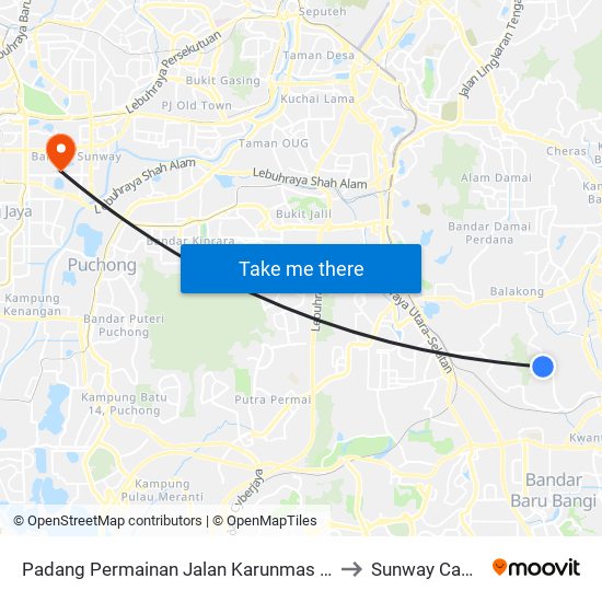 Padang Permainan Jalan Karunmas 3 (Kj880) to Sunway Campus map