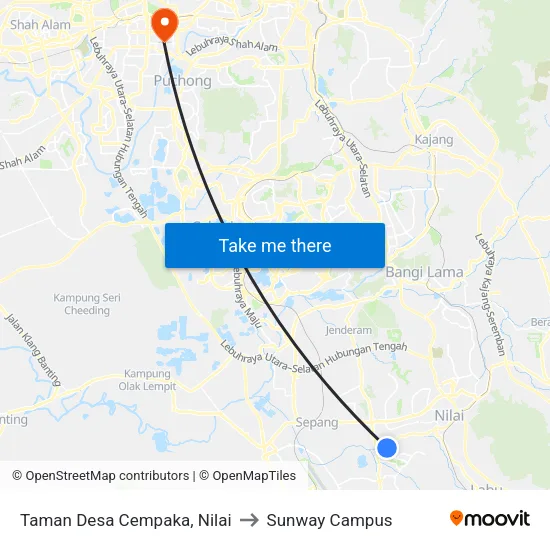 Taman Desa Cempaka, Nilai to Sunway Campus map
