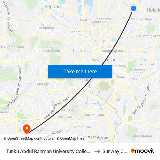 Tunku Abdul Rahman University College (Taruc) Pintu 4 to Sunway Campus map