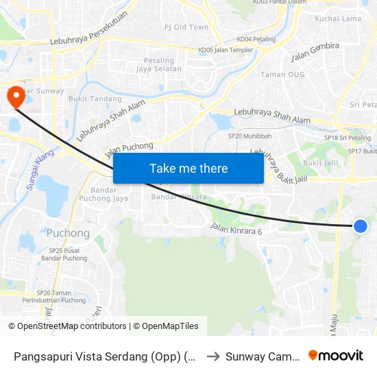 Pangsapuri Vista Serdang (Opp) (Sj764) to Sunway Campus map