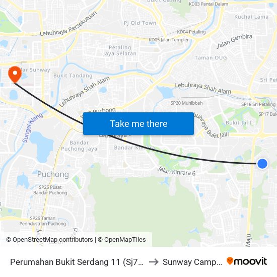 Perumahan Bukit Serdang 11 (Sj765) to Sunway Campus map