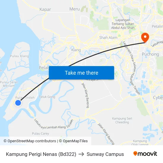 Kampung Perigi Nenas (Bd322) to Sunway Campus map