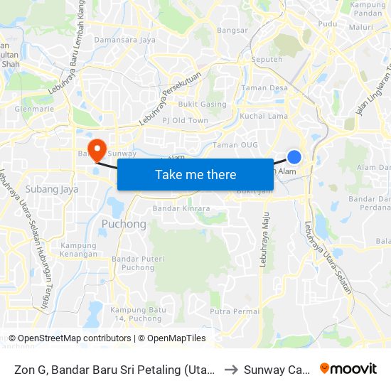Zon G, Bandar Baru Sri Petaling (Utara) (Kl1304) to Sunway Campus map