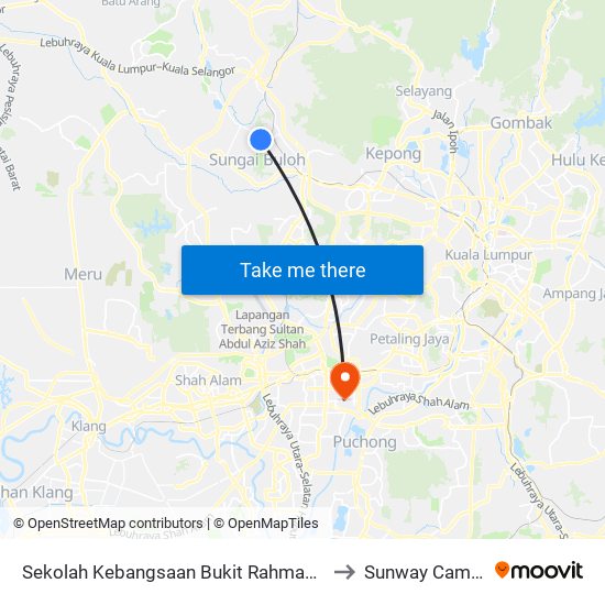 Sekolah Kebangsaan Bukit Rahman Putra to Sunway Campus map