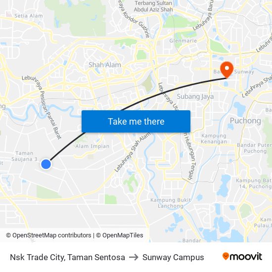 Nsk Trade City, Taman Sentosa to Sunway Campus map