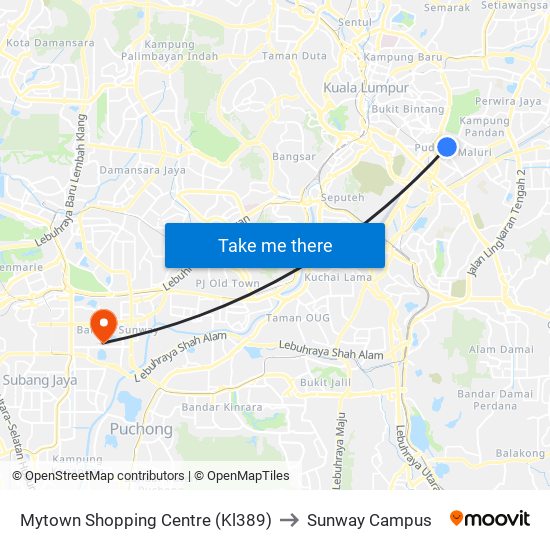 Mytown Shopping Centre (Kl389) to Sunway Campus map