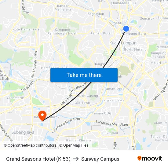 Grand Seasons Hotel (Kl53) to Sunway Campus map