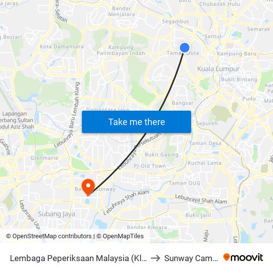 Lembaga Peperiksaan Malaysia (Kl1015) to Sunway Campus map
