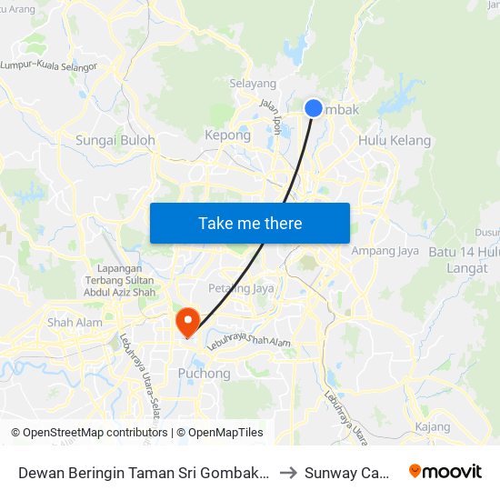 Dewan Beringin Taman Sri Gombak (Sl176) to Sunway Campus map