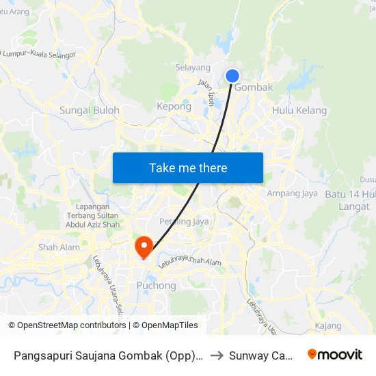 Pangsapuri Saujana Gombak (Opp) (Sl309) to Sunway Campus map