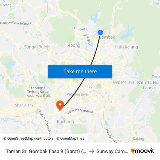 Taman Sri Gombak Fasa 9 (Barat) (Sl194) to Sunway Campus map