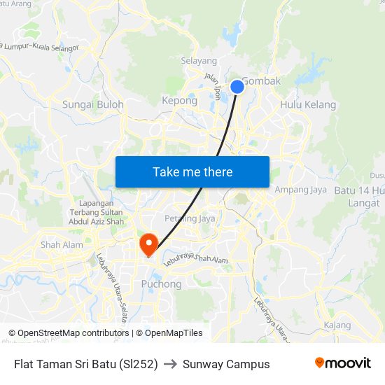 Flat Taman Sri Batu (Sl252) to Sunway Campus map