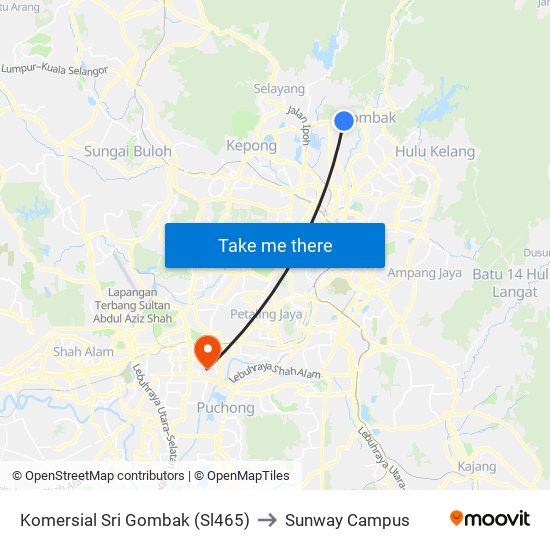 Komersial Sri Gombak (Sl465) to Sunway Campus map