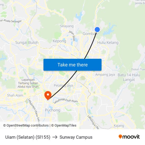 Uiam (Selatan) (Sl155) to Sunway Campus map