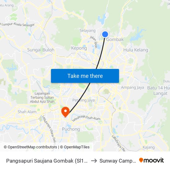 Pangsapuri Saujana Gombak (Sl178) to Sunway Campus map