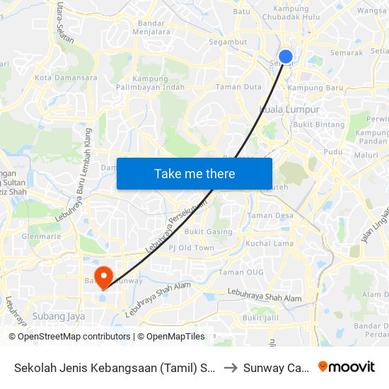 Sekolah Jenis Kebangsaan (Tamil) Sentul (Kl665) to Sunway Campus map