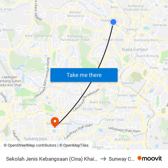 Sekolah Jenis Kebangsaan (Cina) Khai Chee (Opp) (Kl540) to Sunway Campus map