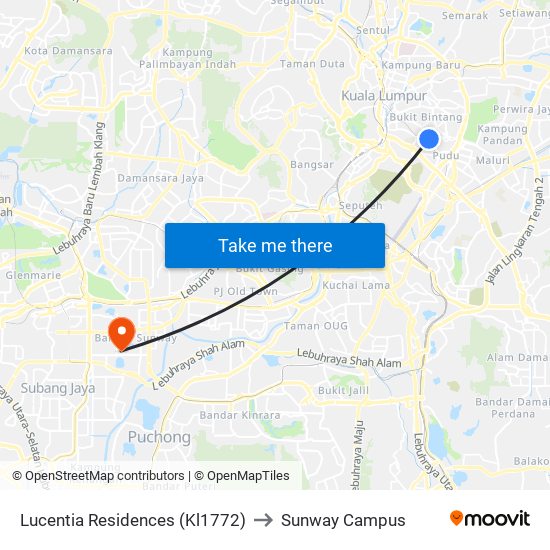 Lucentia Residences (Kl1772) to Sunway Campus map