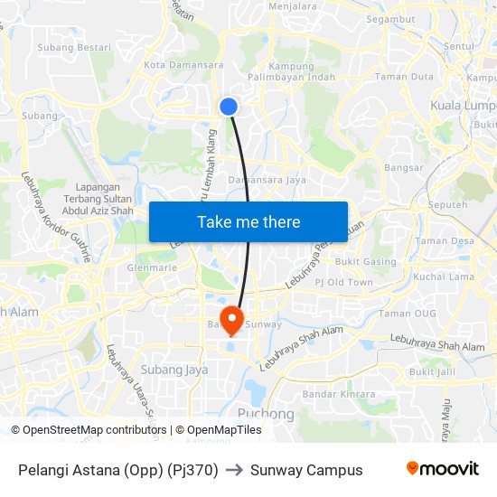 Pelangi Astana (Opp) (Pj370) to Sunway Campus map